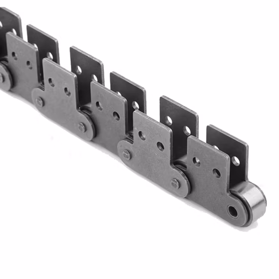 Corrente de rolo de ligação deslocada de aço forjado de metal industrial de transmissão para transportador de garrafas ou indústria de óleo de palma com acessórios